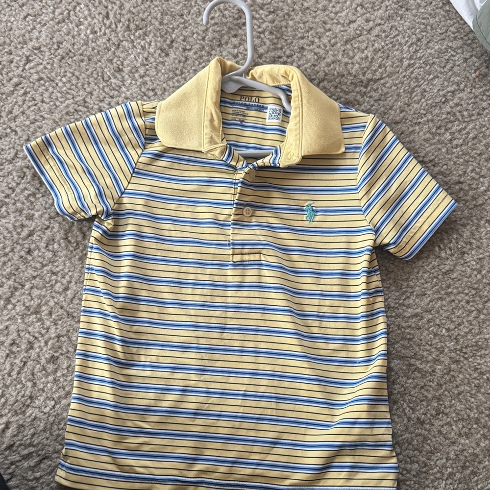 Polo by Ralph Lauren Yellow Striped Kids Polo with Blue & White Accents